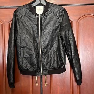 Springfield Outerwear Black Bomber With Diamond Designs Full Zipper Small